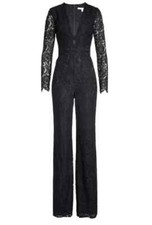 NWT Diane Von Furstenberg DVF Marlowe in Black Lace Bodice Jumpsuit 4 598