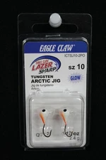Eagle Claw Lazer Sharp Tungsten Arctic Jig Size 10 ICTSJ10-2PO Glow In The Dark