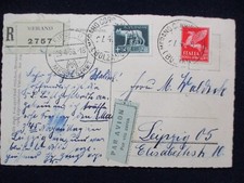 IMPERIALE L. 2,55 + P.A. L. 10 cart. aerea racc. x LIPSIA "MERANO 27.4.36" RARA