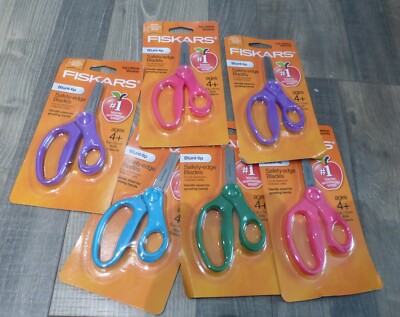 Lot of 6 - Fiskars Blunt-Tip Safety-Edge Blades 5'' Kids School Scissors Variety