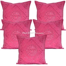Cotton Throw Pillow Covers 60x60 Embroidered Mirrored Bohemian Set Of 5 Cushion