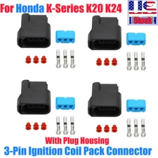 For Honda K-Series K20 K24 3-Pin Ignition Coil Pack Connector & Plug Housing4pcs