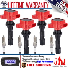 4 Pack Ignition Coils & Iridium Spark Plugs For Mazda 3 6 MX-5 Miata CX-7 UF540