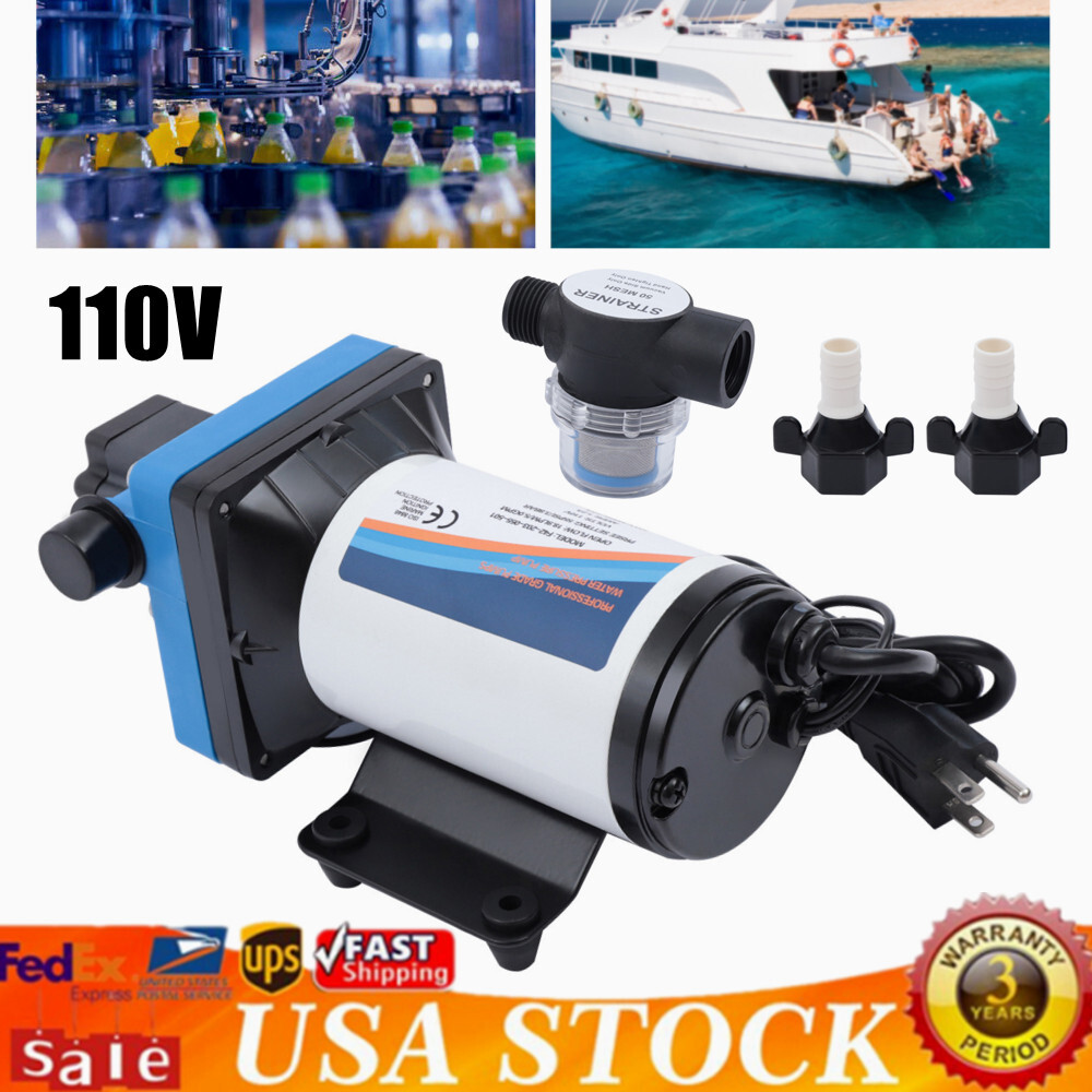 110V Self Priming Water Pressure Diaphragm Pump 55 PSI for Home/Caravan/Marine