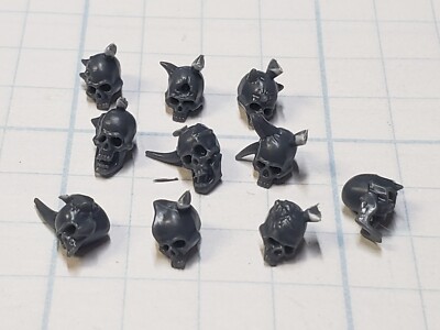 40k Battlefield Trophies Bits Chaos Cultist Mutated Horned Skulls x10 #30A