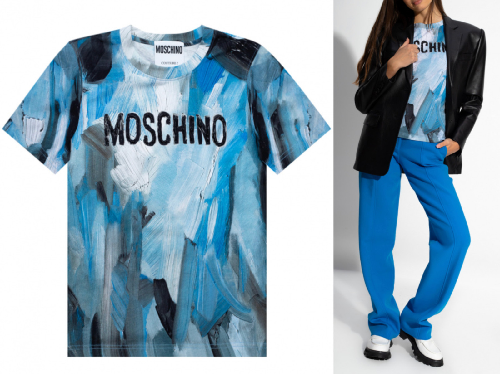 Moschino Couture T-shirt Painted Brushstroke Arch Gothic Painting Jersey XXS image 3