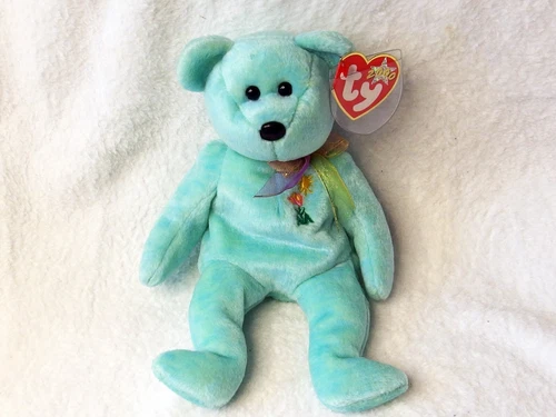 🌍Vintage 2000 Ty Ariel Beanie Baby AIDS Awareness Bear Excellent Condition 🧸❤️