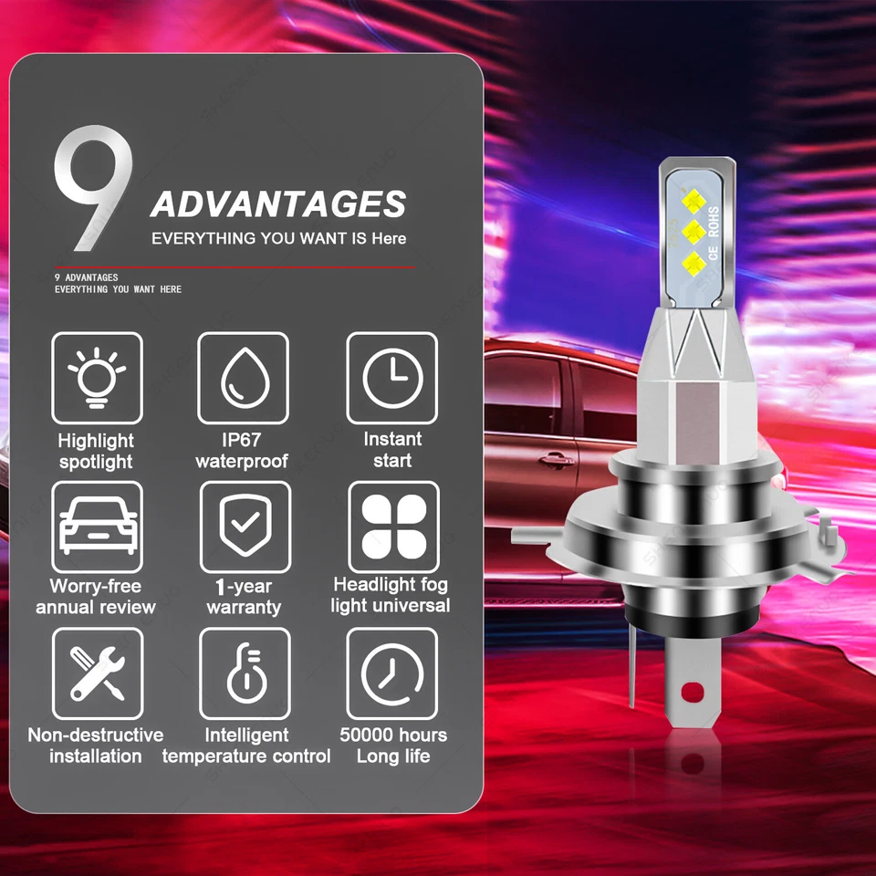 Para Honda CRF250L 2013 2014 2015 2016 2017 2X 9003 H4 LED Faros Bombillas Blanco Foto 4 de 4