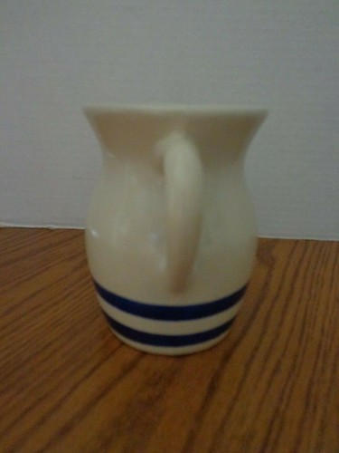 Vtg Pitcher Blue Stripe Robinson Ransbottom Pottery RRP Roseville Ohio 4 5/8" - Picture 4 of 6