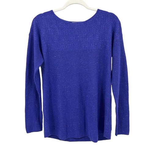 TALBOTS Pullover M lila Konfetti Strick Struktur Rundhals Pulli Größe M