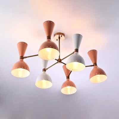 12 Lights Elegant Pendant Modern Style Ceiling Light Sputnik Peach Color Lamp