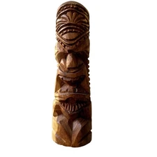 Maui Hawaii Handmade Solid Wood Totem Pole Signed Vintage Excellent Conditon.