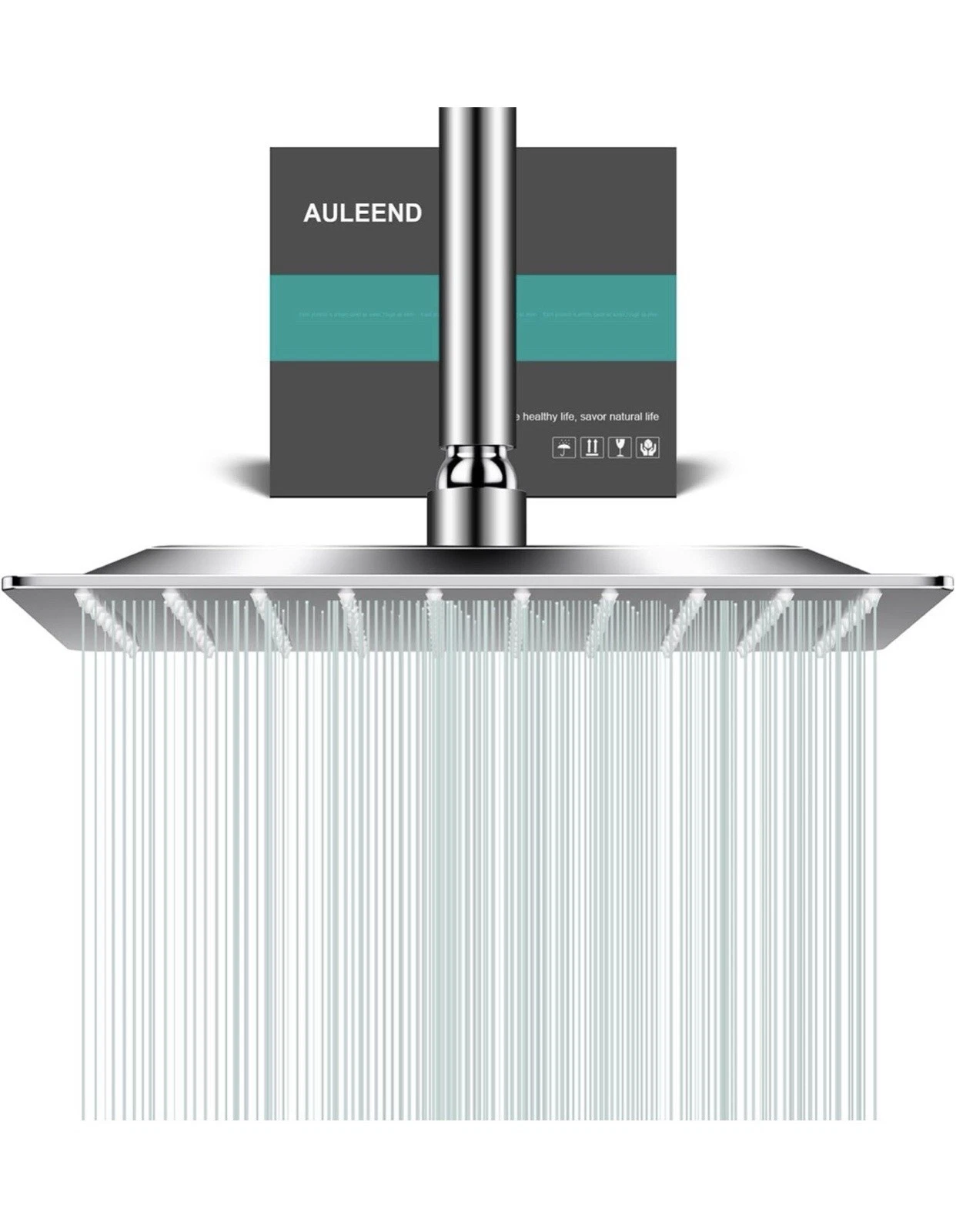 Square Rain Shower Head, High Flow Stainless Steel,Work with any decorative