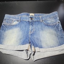 Gap Distressed Denim Shorts 14 / 32 Mid Rise Rolled Hem Stretch Blue Casual