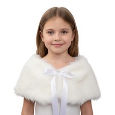 White Faux Fur Wrap Child Costume Accessory  One Size