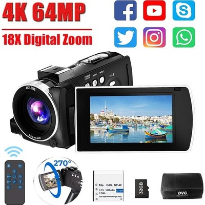  4K DV Videokamera 64MP Camcorder Digital Cameras Vlogging Kamera Videorecorder~