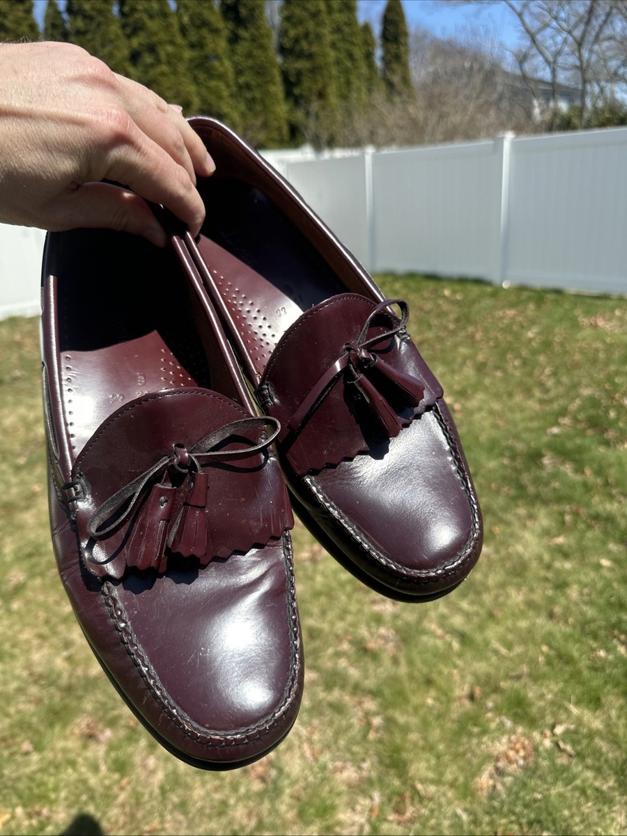 B.O.Q. Men’s 10.5 Penny Loafers Burgundy Leather Made in Italy Tassels Shoes Burgundy Leather Penny Loafer main image 3