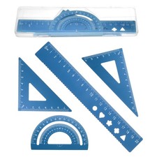 4 Pcs Geometry Drafting Tool, Math Tool Includes 20cm l Ruler, Navy Blue