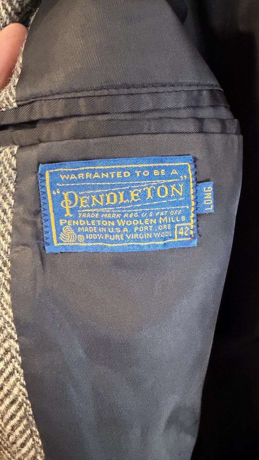 Pendleton Wool Blazer Jacket 42 Long Gray Herring… - image 3