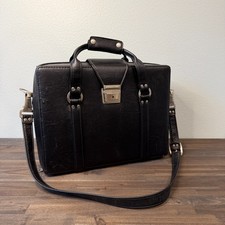 Vintage 16 x 12 Marsand Black Camera Leather Carrying Bag w/ Straps and Foam