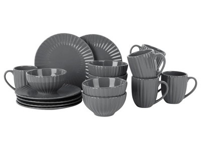 LIVARNO home Geschirrset aus Steinzeug, 18-teilig (Grau) - B-Ware neuwertig