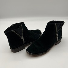 Clarks Women Black Suede Ankle Boots Double Zip Moto Bootie 13281 Size 7