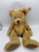 Russ Berrie Pennington Brown Bear Plush 12" Sits Up Gold Bow Tag Attached 2818
