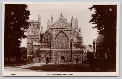 Exeter Cathedral West Front UK Real Photo Kingsway Postcard c1910s