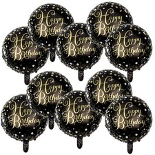 10 Pcs Happy Birthday Balloons, 18" Round Aluminum Foil Mylar Helium Balloon ...