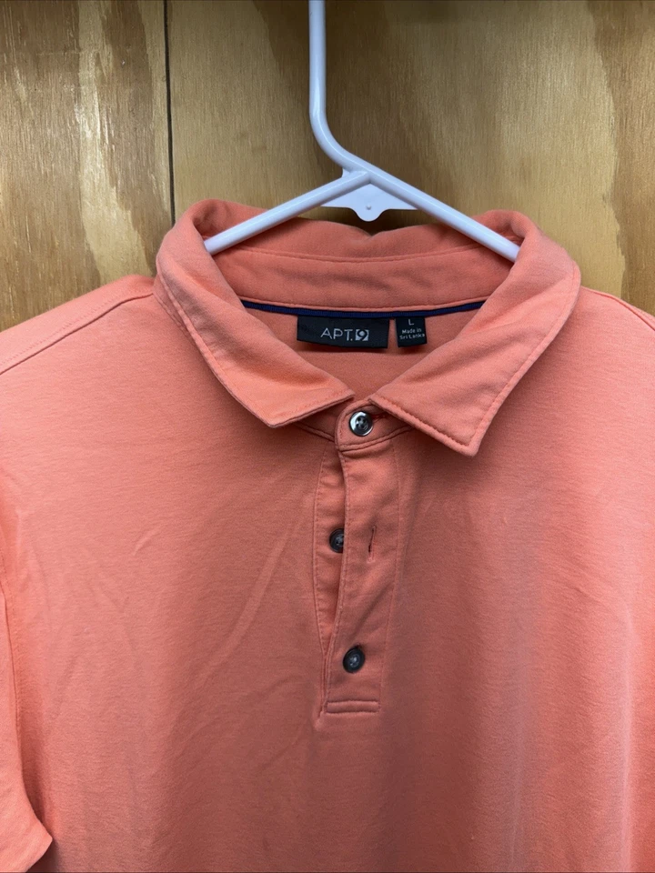 Apt. Camisa polo masculina 9 manga curta pêssego/coral tamanho G (2D5) - Imagem 2 de 4