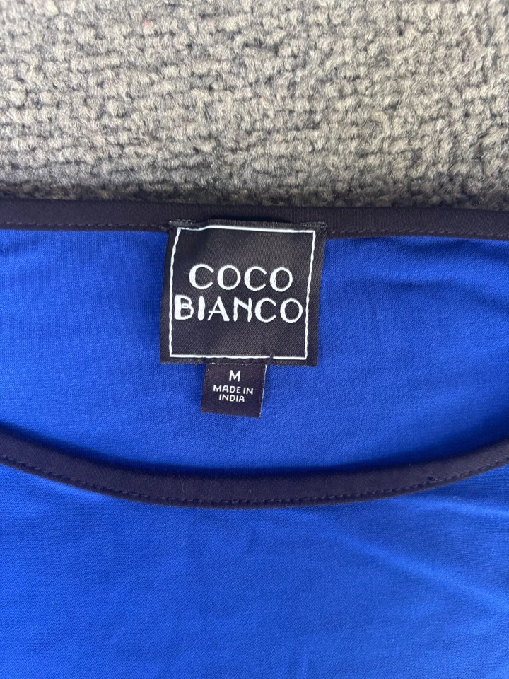 Pullover Coco Bianco para mujer talla mediana azul cuello redondo manga larga Foto 4 de 4