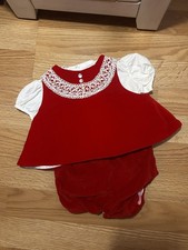 VTG Toddle Tyke Red Velvet Infant Dress Set w/lined diaper cover 11-18 Lbs