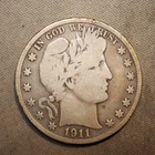 1911 **S** BARBER SILVER HALF DOLLAR ***NICE COIN!***  FREE SHIPPING! C1961
