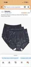 3 Pair Size 5 Black 100 Nylon Full Brief ShadowLine NO Cotton Crotch or Seams