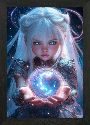 Young Mage with Crystal Orb Framed Wall Art Poster Canvas Print Picture