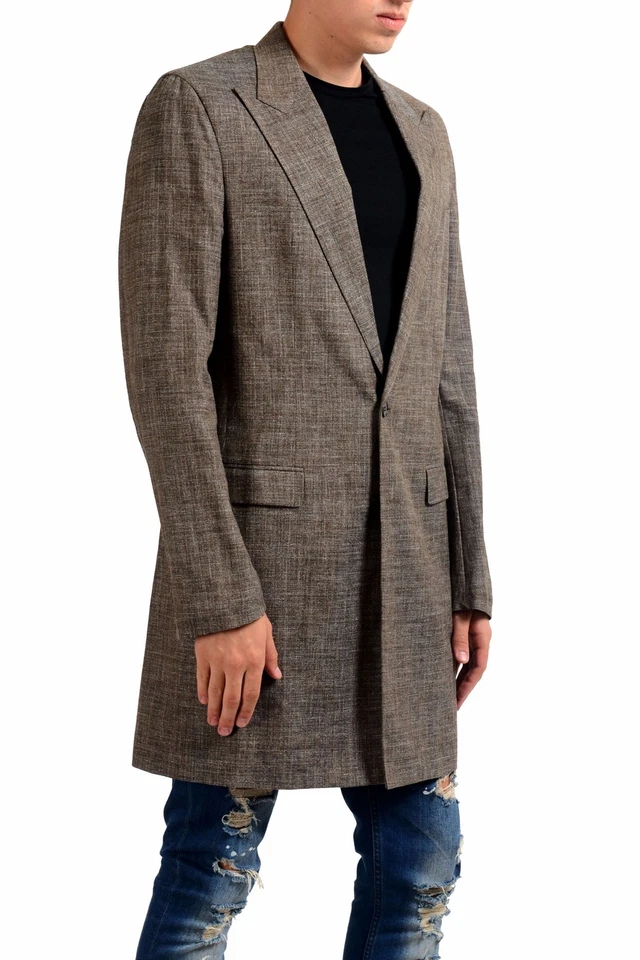 Abrigo Blazer Maison Margiela 10 Para Hombre Lana Seda Lino Marrón Talla 36 38 40 42 Foto 2 de 4