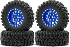 OGRC 1.0 Plus (1.2 Inches) Beadlock Wheel and Tires Set 7mm 1.2 inches, Blue 