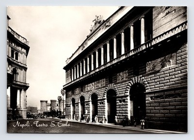 RPPC Teatro St Carlo Opera House Theatre Naples Italy Continental Postcard