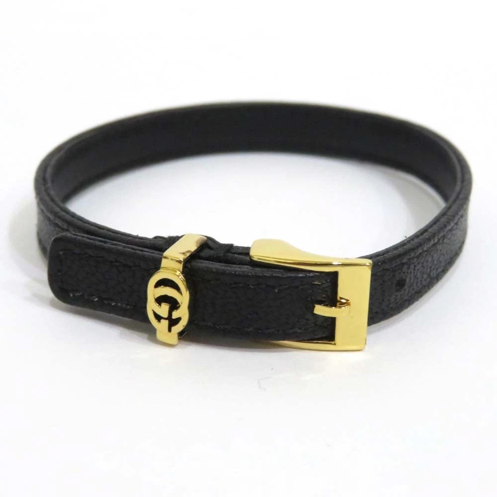 Gucci Accessoires Bracelet Double G Boucle A Rang Cuir Noir Femme Le lendemain