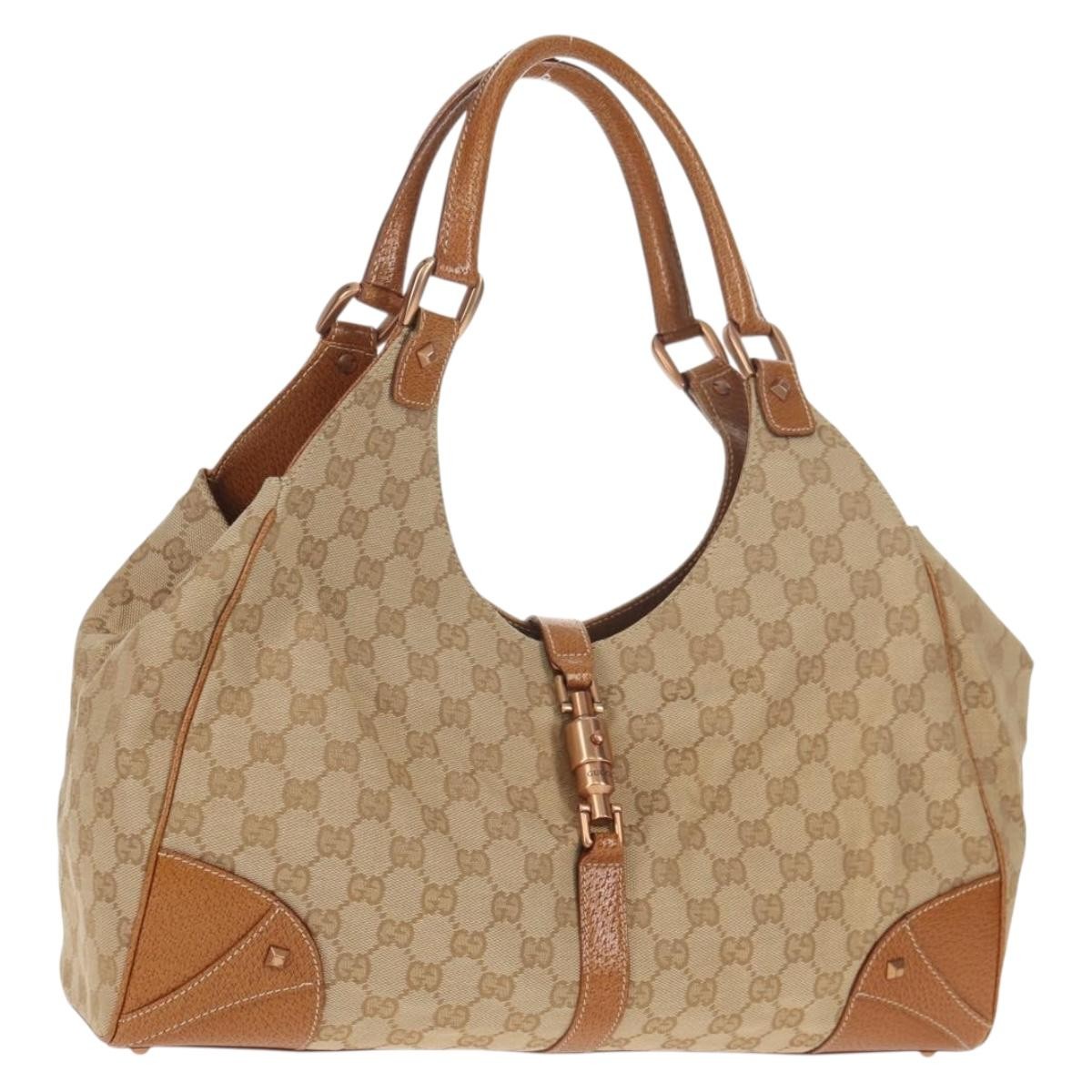 GUCCI GG Tela Nuova Jackie Borsa a Mano Beige Marrone 124404 Autore am9693V