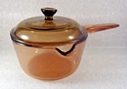 Corning VISIONS USA AMBER 1 LITER SAUCEPAN With Pour Spout & Pyrex Lid