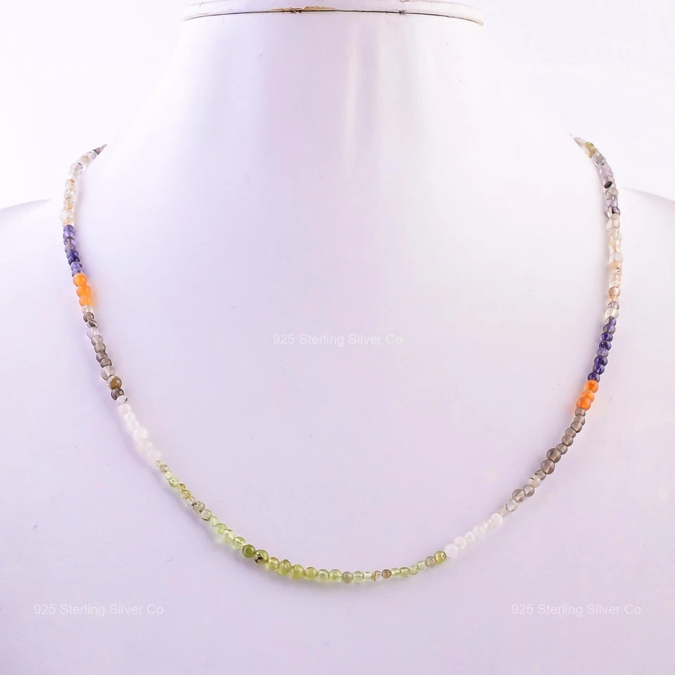 Collar de plata esterlina 925 con cuentas de madre de iolita natural regalo de Halloween joyería Foto 3 de 4