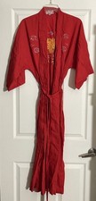 Health Red Kimono Robe w/ Embroidered Dragon on Back - Shanghai China Sz Medium