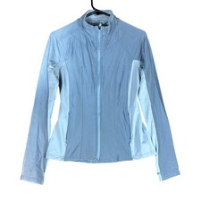 Athleta Womens Jacket Light Blue Athletic Stand Collar Zip Up Stretch XS