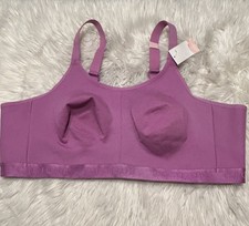Cacique 48DD Bra Pink Cotton Unlined No Wire Scoop Back Closure Stretch NEW