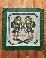 Authentic HERMES Scarf 100 Silk BRIDES de GALA Green