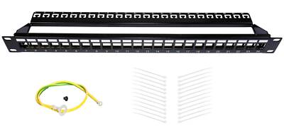 19'' Modulträger Patchpanel 19 Zoll Patchfeld für 24 Keystone Module schwarz