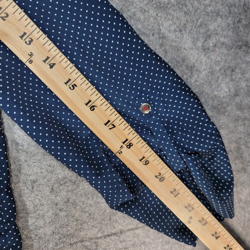 Tommy Hilfiger Shirt Womens Large Blue White Polka Dots Roll Up Tab - Picture 11 of 14