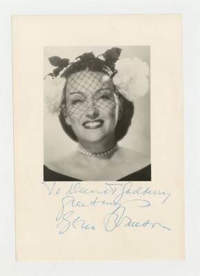 Gloria Swanson Hand Signed 1930 Portrait Silent Film Star Hollywood Photo J13956