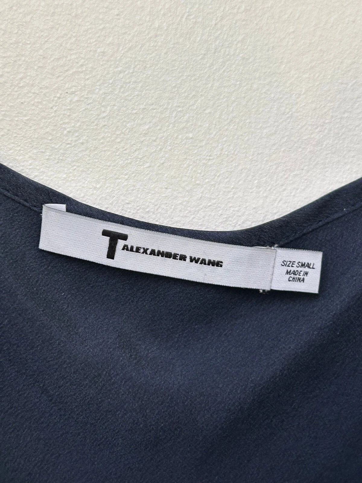 Maxi abito T ALEXANDER WANG blu navy 100% seta taglio sbiadito PICCOLO UK8 10 £482